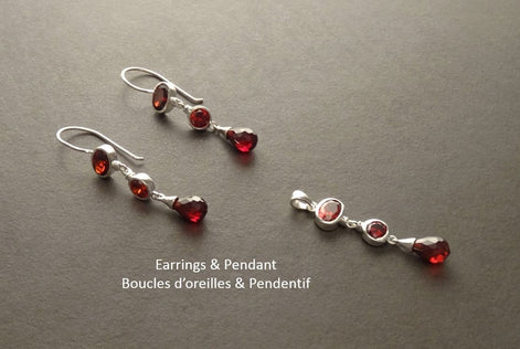 Garnet Red Pendant • 925 Sterling Silver • January Birthstone