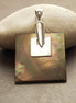 Gray Square Pendant, Sterling Silver, GENUINE Grey Paua - Mother of Pearl Shell Necklace, Ocean Modern Geometric Minimalist Design Jewelry