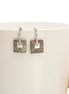 Grey Square Earrings, Sterling Silver, GENUINE Gray Paua Shell Pearl with Rainbow Highlights, Geometric Jewelry, Modern Dangle Earrings