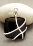 Onyx Square Pendant, Sterling Silver, Modern Geometric Stone Jewelry
