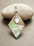 Gray Paua Shell Pendant, Sterling Silver, Diamond Shape, Gray Pearl MOP Rainbow Highlights, Statement Geometric Designer Jewelry