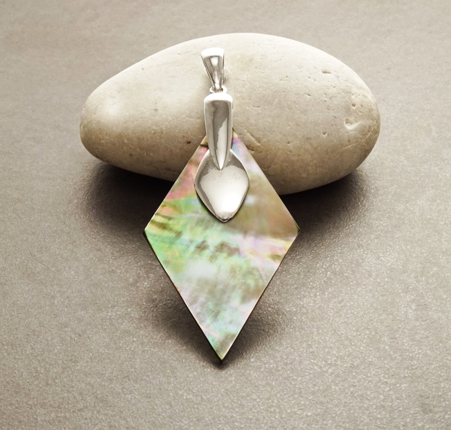 Grey Square Earrings - Sterling Silver, Genuine Gray Paua Shell Earrings, Gray Flat Earrings, Dangle Modern Earrings