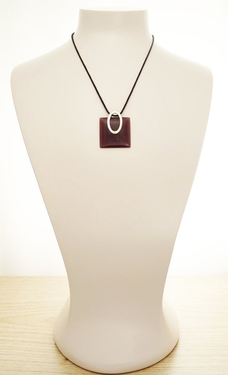 Purple Amethyst Cat's Eye Pendant, Sterling Silver 925 Geometric Necklace
