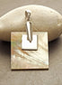 Modern Square Pendant, Sterling Silver 925, Genuine Brown Color Mother of Pearl Paua Shell, Statement Geometric Minimalist design Necklace