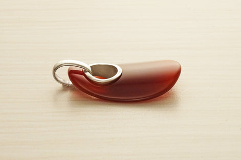 Red Stone pendant, modern Sterling silver Statement Agate Oval-shaped stone, Woman gift