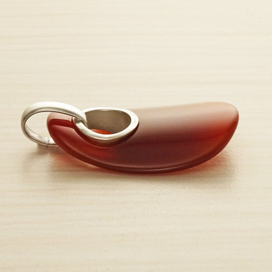 Red Stone pendant, modern Sterling silver Statement Agate Oval-shaped stone, Woman gift