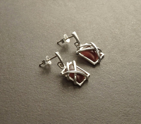 Amethyst Earrings, Sterling Silver, Square Purple Stone Earrings, Genuine Violet color Gemstone, Filigree Jewelry, Geometric Earrings