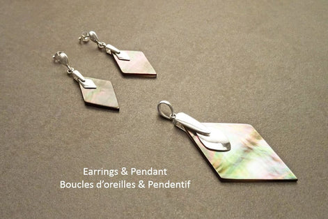 Grey Square Earrings - Sterling Silver, Genuine Gray Paua Shell Earrings, Gray Flat Earrings, Dangle Modern Earrings