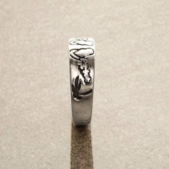 Sterling Silver Hawaiian Plumeria Ring, Tropical Flower Band