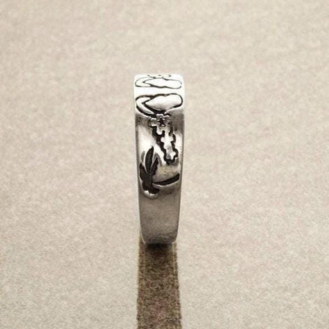 Sterling Silver Hawaiian Plumeria Ring, Tropical Flower Band