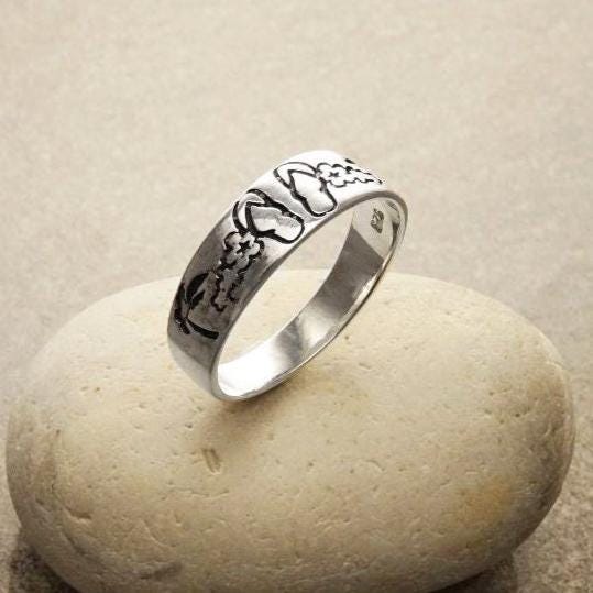 Sterling Silver Hawaiian Plumeria Ring, Tropical Flower Band