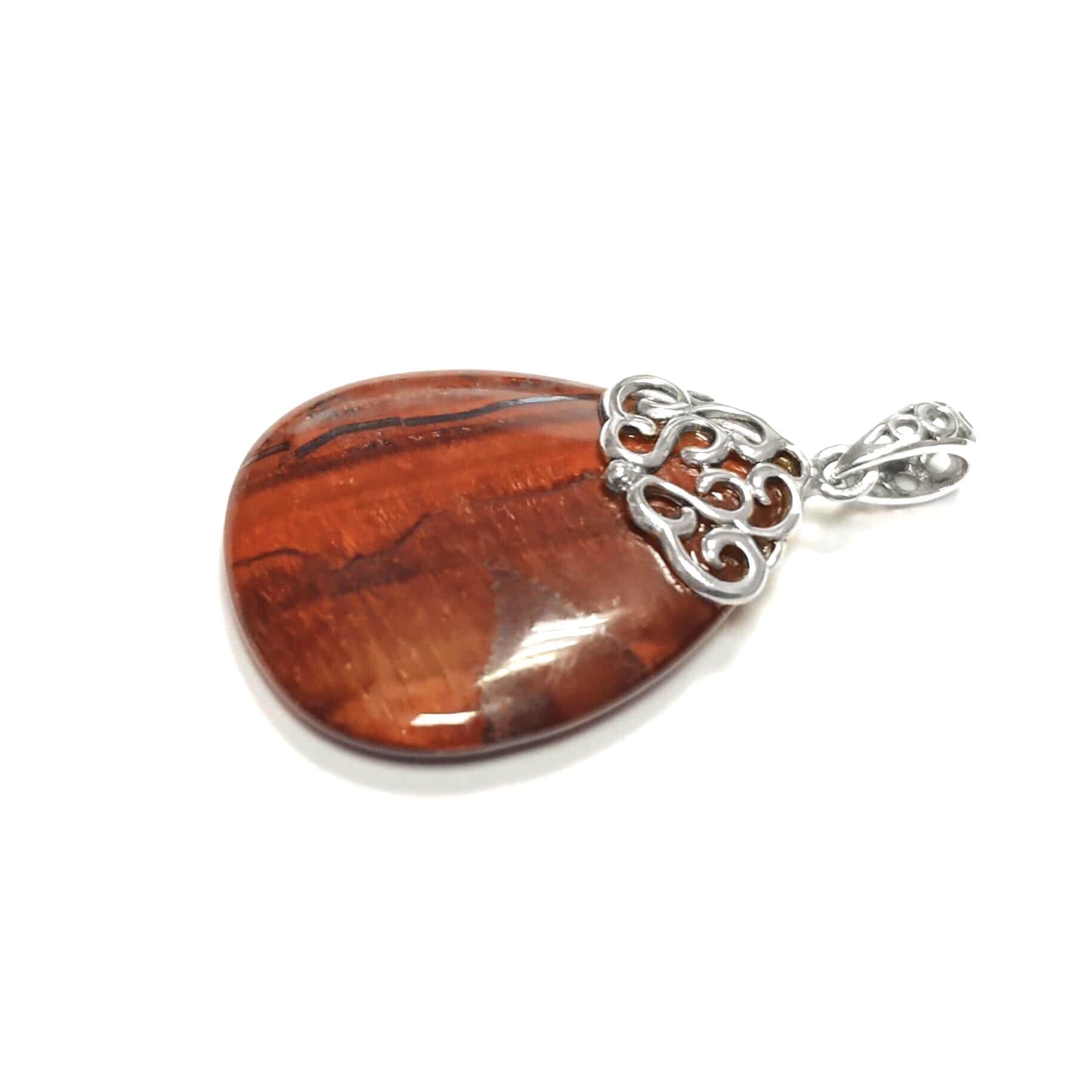 925 Sterling Silver Filigree Tiger Eye Pendant, Brown Stone Teardrop Pendant, Antique Vintage Design Jewelry,