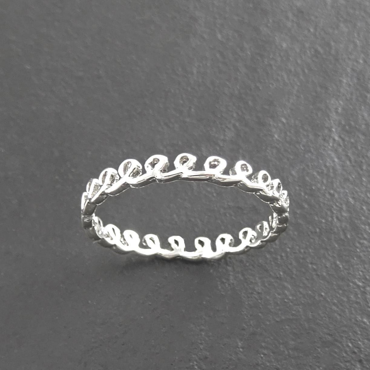 Sterling Silver Infinity Knot Ring, Braided Loop Band, 925 Small jewel stackable band