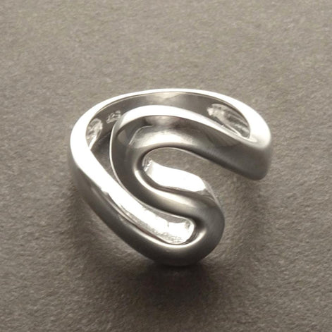 Sterling Squiggle Ring - "S" Ring, Zigzag Ring - Sterling Silver Ring - Ring - Wave Ring - Large Spiral Ring - Infinity Ring - Swirl Ring -