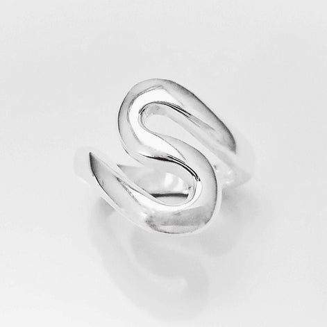 Sterling Squiggle Ring - "S" Ring, Zigzag Ring - Sterling Silver Ring - Ring - Wave Ring - Large Spiral Ring - Infinity Ring - Swirl Ring -