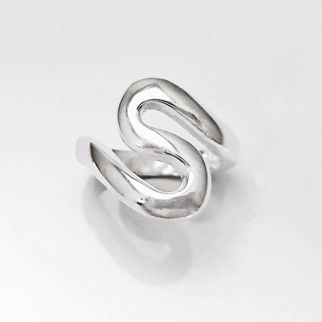 Sterling Squiggle Ring - "S" Ring, Zigzag Ring - Sterling Silver Ring - Ring - Wave Ring - Large Spiral Ring - Infinity Ring - Swirl Ring -