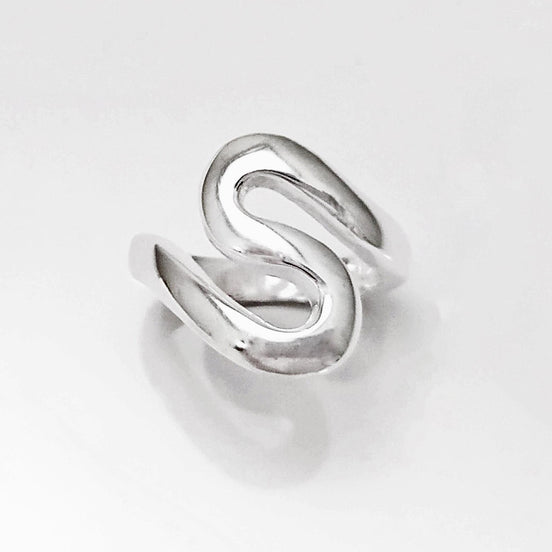 Sterling Squiggle Ring - "S" Ring, Zigzag Ring - Sterling Silver Ring - Ring - Wave Ring - Large Spiral Ring - Infinity Ring - Swirl Ring -