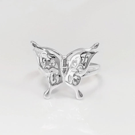 Butterfly Ring, Sterling Silver, Filigree Ring, Butterfies Pattern Ring, Boho Ring, Insect Jewelry, Nature Ring, Great Butterfly Wings Ring