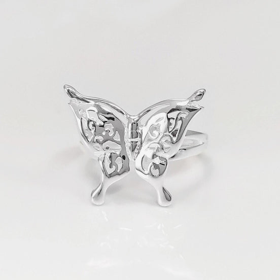 Butterfly Ring, Sterling Silver, Filigree Ring, Butterfies Pattern Ring, Boho Ring, Insect Jewelry, Nature Ring, Great Butterfly Wings Ring