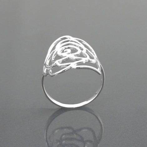 Sterling Silver Rose Filigree Ring, Open Work Floral Lace Jewelry