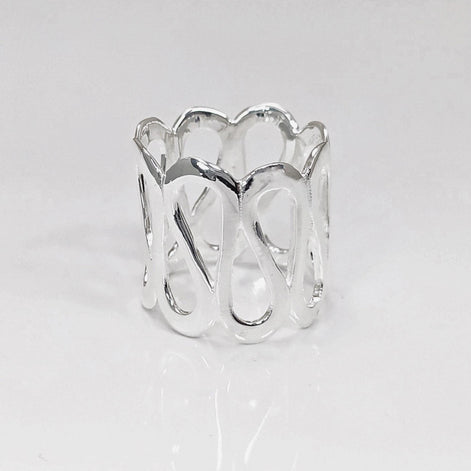 Sterling Meander Cuff Ring, 925 Silver, Ring, Greek Pattern Large Band Ring, Hellenic Spiral Ring, Large Frieze Ring, Wide Open Swirl Ring