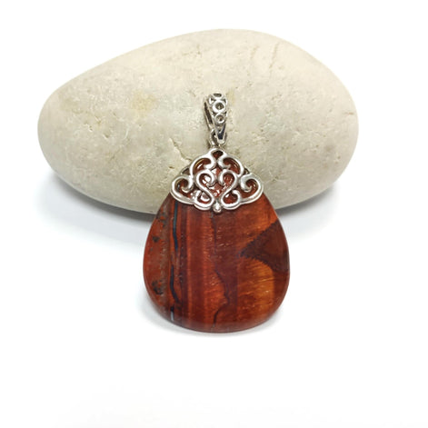 Vintage Oval Earrings, Sterling Silver, Filigree, Earrings and Pendant Set, GENUINE Brown Tiger Eyes Stone, Gemstone Teardrop