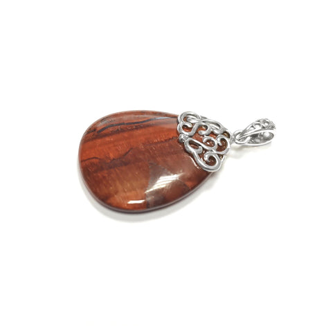 Vintage Oval Earrings, Sterling Silver, Filigree, Earrings and Pendant Set, GENUINE Brown Tiger Eyes Stone, Gemstone Teardrop