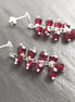 Red Stone Grapes Earrings, Sterling Silver, Teardrop Dangle Red Grape Crystal Stones, Berries Pomegranate Garnett Color, Drop Jewelry