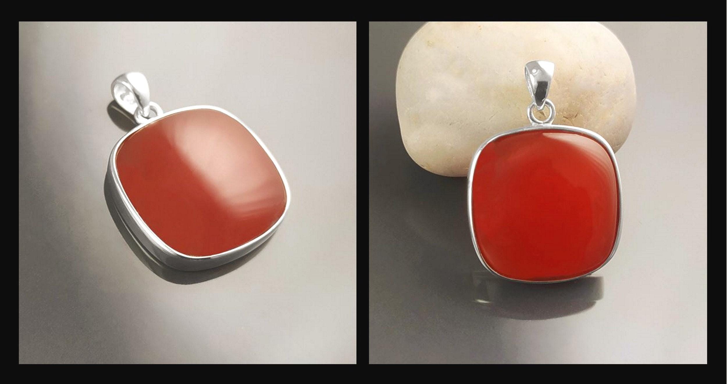 Red Square Pendant, Rounded, Sterling Silver, Ganuine RED Agate Gemstone, big red stone, Geometric Minimalist Jewelry. 925 and Gemstone.