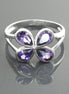 Sterling Silver Flower Ring, Amethyst Purple Color CZ, Modern Minimalist Jewelry