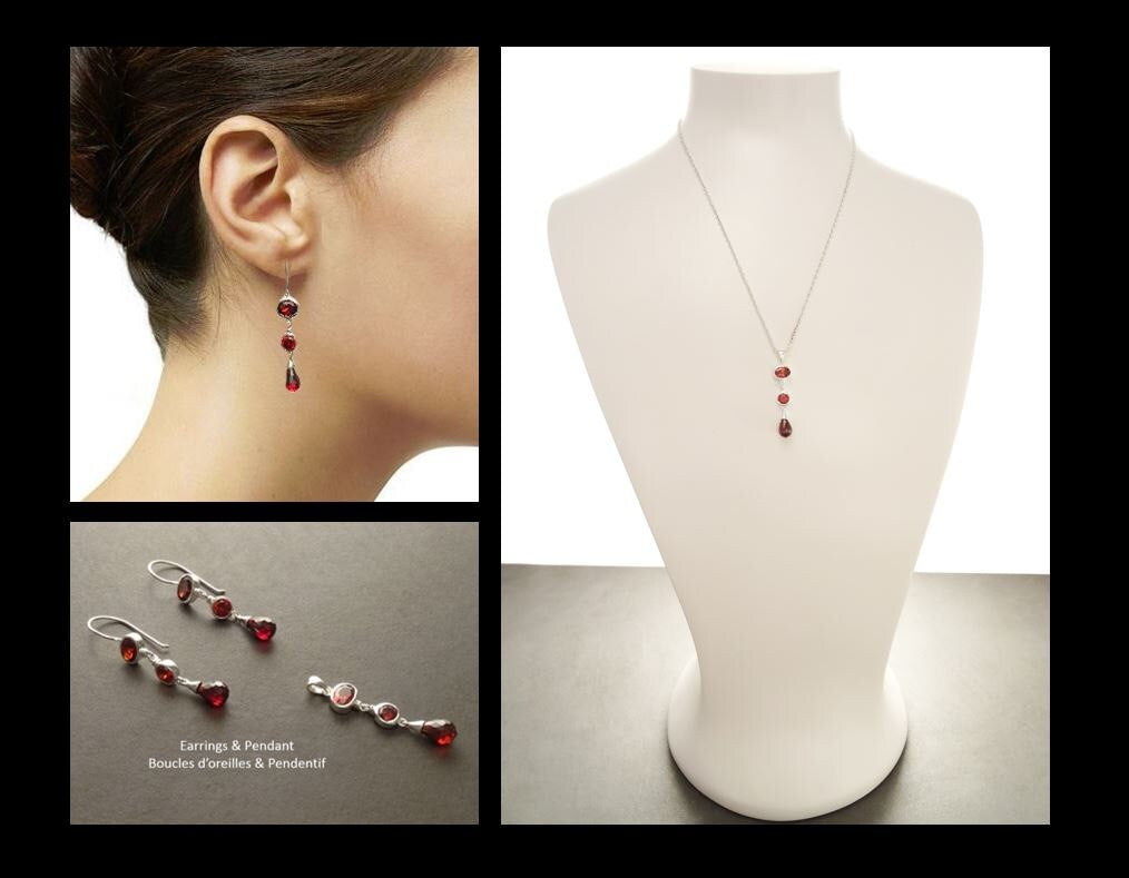 Garnet Red Pendant • 925 Sterling Silver • January Birthstone