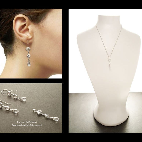 Diamond Drop Earrings • Sterling Silver • Elegant Dangle Earrings • Faceted Teardrop Cz Stone