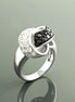 Knot Ring, Sterling Silver, Black & White Color (CZ) Stones, Node Ribbon Ring, Gift for her, Bold Jewelry for woman, Modern Infinity Design