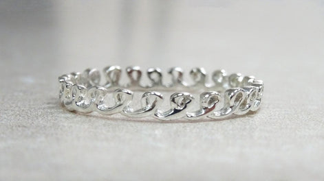 Sterling Silver Infinity Knot Ring, Braided Loop Band, 925 Small jewel stackable band
