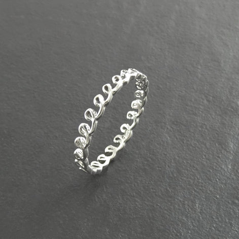 Sterling Silver Infinity Knot Ring, Braided Loop Band, 925 Small jewel stackable band