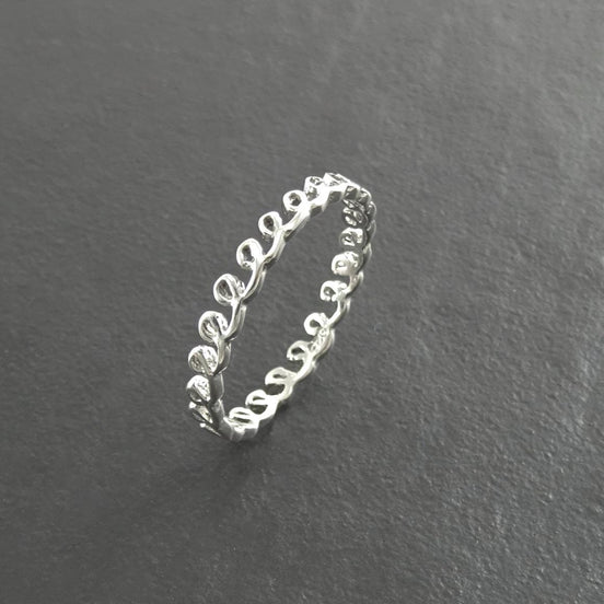 Sterling Silver Infinity Knot Ring, Braided Loop Band, 925 Small jewel stackable band