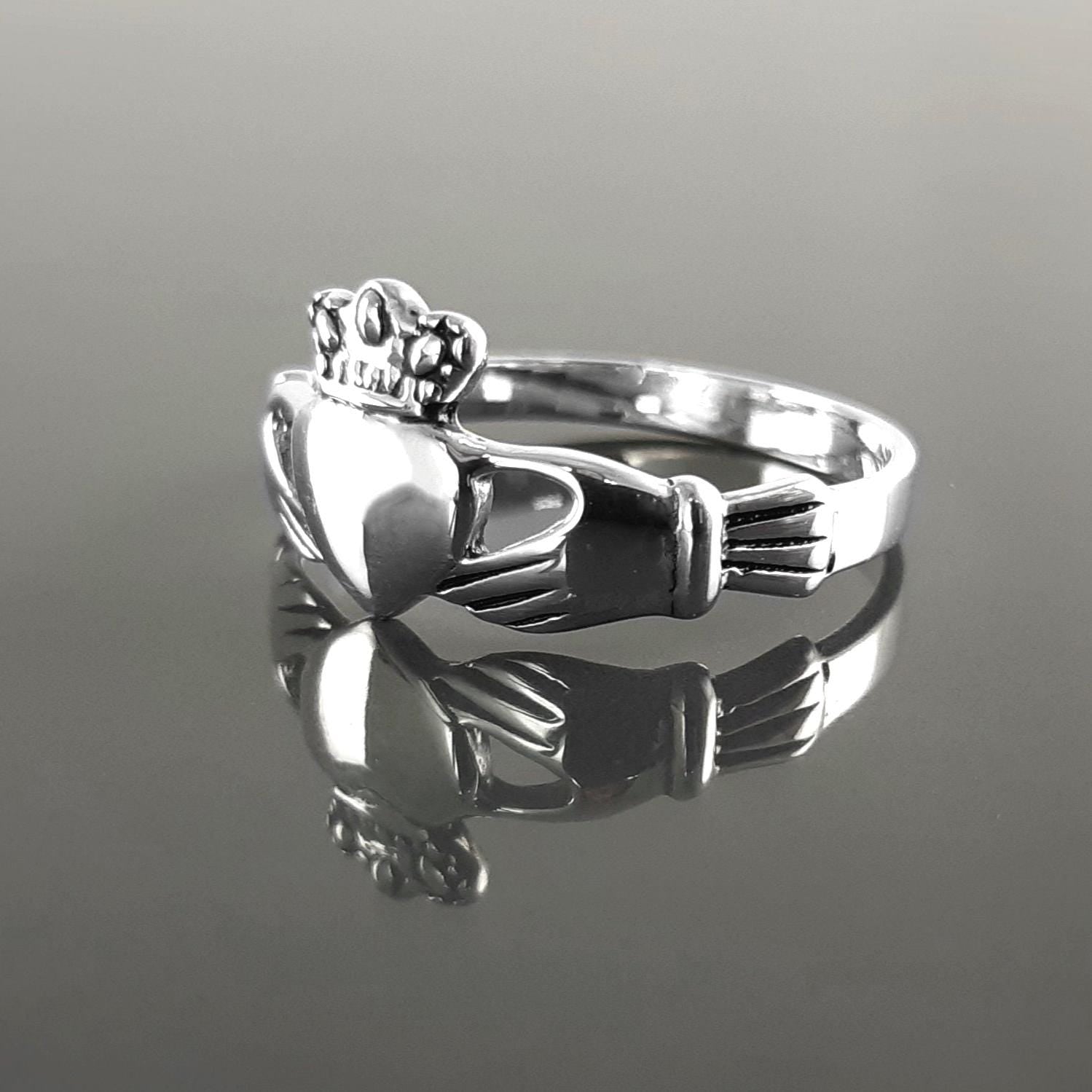 Claddagh ring, Celtic Sterling Silver Ring, Claddagh Promise Ring, Celtic Engagement Promise Crown Ring Irish Traditional, Friendship ring