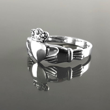 Claddagh ring, Celtic Sterling Silver Ring, Claddagh Promise Ring, Celtic Engagement Promise Crown Ring Irish Traditional, Friendship ring
