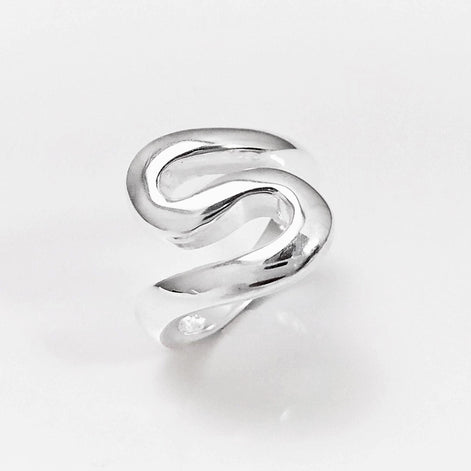 Sterling Squiggle Ring - "S" Ring, Zigzag Ring - Sterling Silver Ring - Ring - Wave Ring - Large Spiral Ring - Infinity Ring - Swirl Ring -