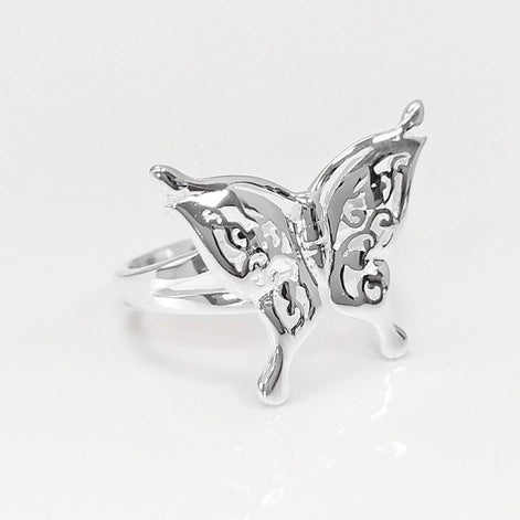Butterfly Ring, Sterling Silver, Filigree Ring, Butterfies Pattern Ring, Boho Ring, Insect Jewelry, Nature Ring, Great Butterfly Wings Ring
