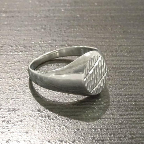 Mens Signet Ring 925, Sterling Silver jewelry, Light hollow Classic men’s signet, Engraved diamond Lines, man gift, Father's Day idea