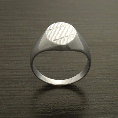 Mens Signet Ring 925, Sterling Silver jewelry, Light hollow Classic men’s signet, Engraved diamond Lines, man gift, Father's Day idea