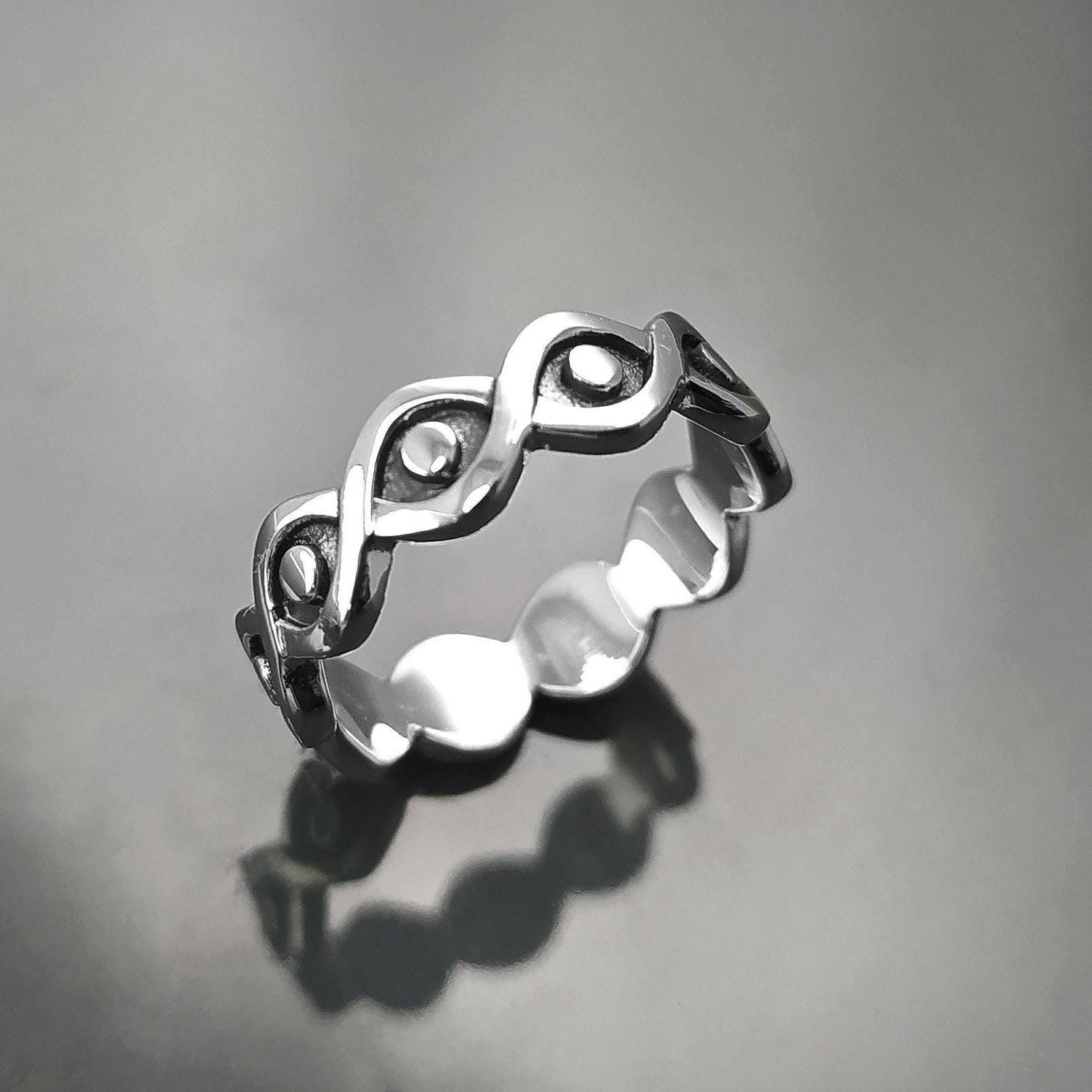 Sterling Silver Third Eye Ring • Evil Eye Protection Jewelry • Good Luck Talisman Band