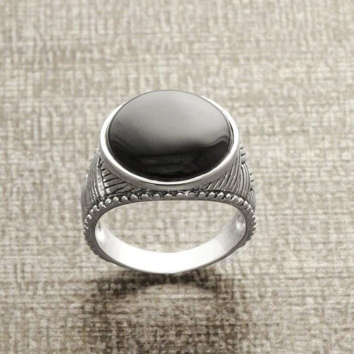 Braided Sterling Silver 925 Onyx Ring, Ethnic Tribal style Jewelry