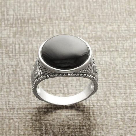 Braided Sterling Silver 925 Onyx Ring, Ethnic Tribal style Jewelry