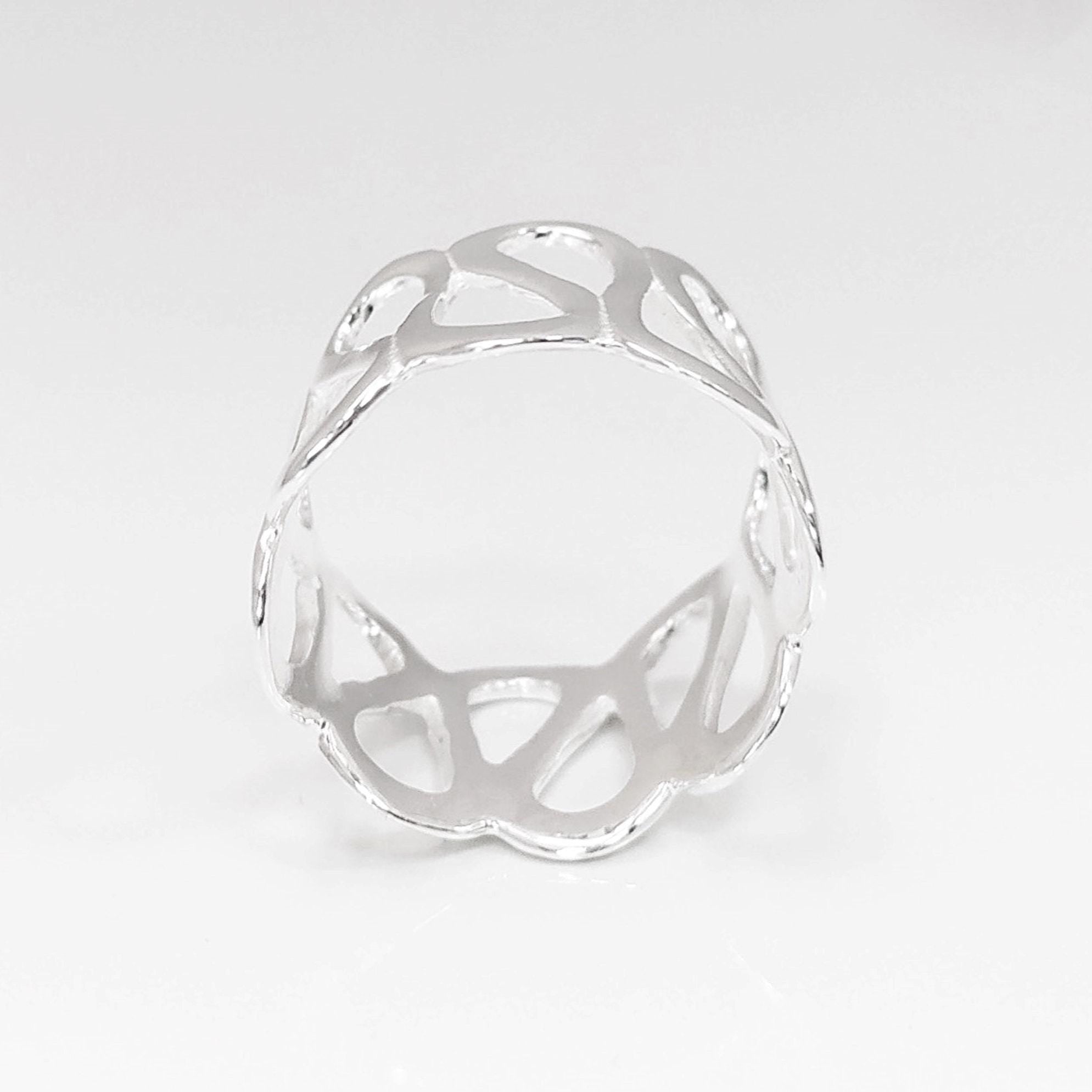 Sterling Meander Cuff Ring, 925 Silver, Ring, Greek Pattern Large Band Ring, Hellenic Spiral Ring, Large Frieze Ring, Wide Open Swirl Ring