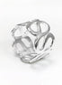 Meander Cuff Ring, Sterling Silver, Large Wave Ring, Armor Band Ring, Open Twist Ring, Greek Curved Graphic Design Jewelry