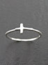 Sterling Silver Sideways Cross Ring - Stacking Religious Jewelry, 925 Cross
