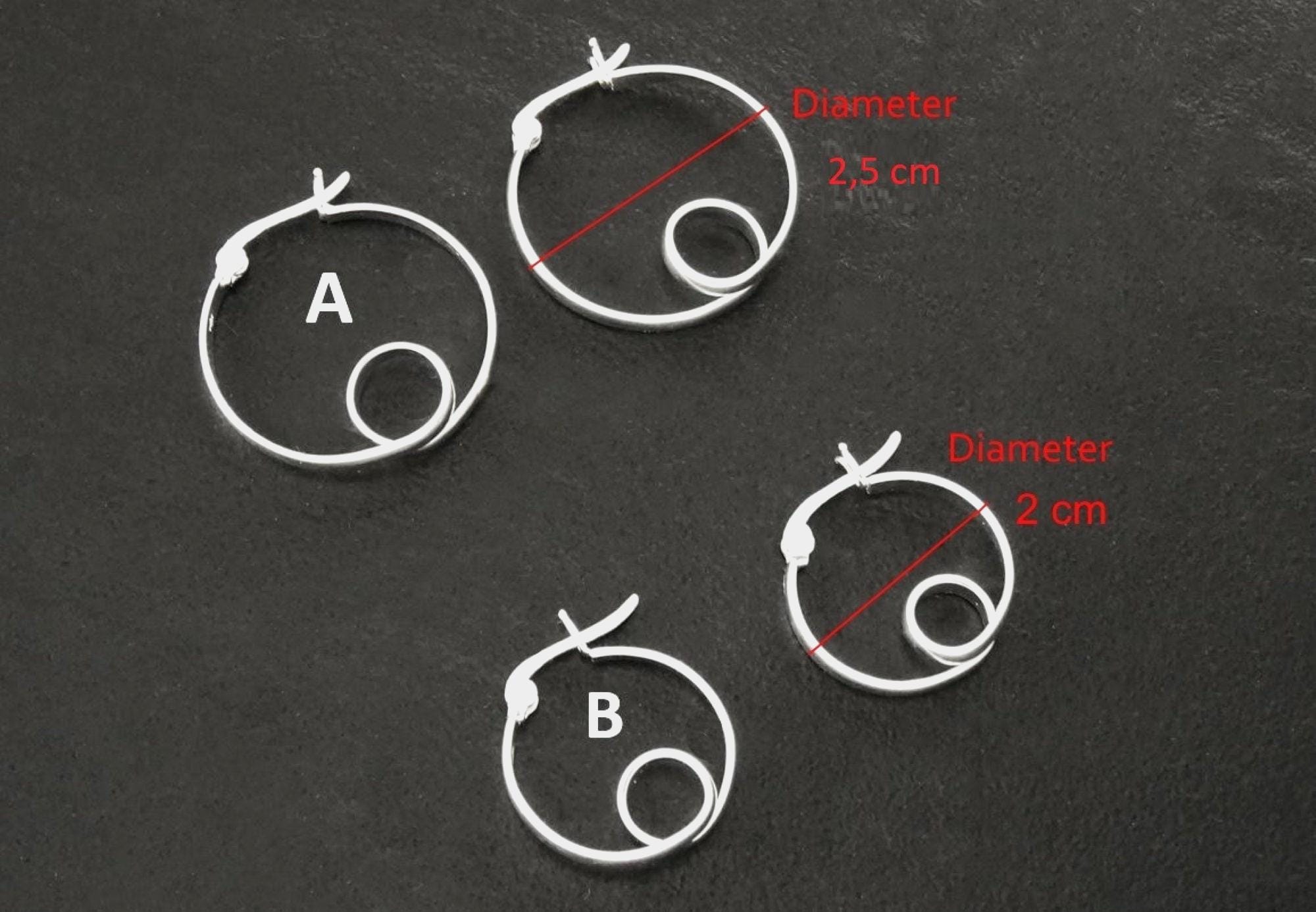 Sterling Silver Hoop Earrings, Swirl Design, Handmade