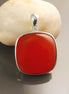 Red Square Pendant, Rounded, Sterling Silver, Ganuine RED Agate Gemstone, big red stone, Geometric Minimalist Jewelry. 925 and Gemstone.